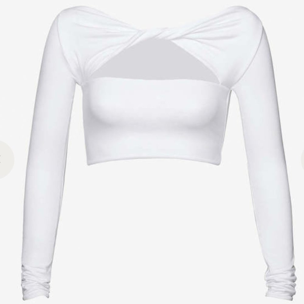 NWT SER.O.YA Ellis White Long Sleeve Twisted Cutout Crop Top Women's